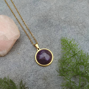 Amethyst X Gold Stainless Steel Necklace