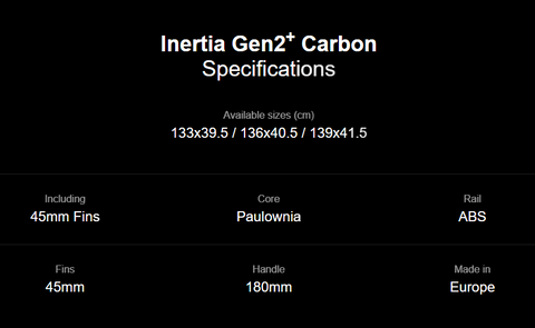Vantage Inertia Gen2+ Carbon Kiteboard Concept Specs