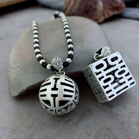 cho-hee-collar-silver-massive-cube-and-openwork-ball pendant
