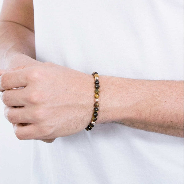 Bracelet-Man-Acier-InoxidableとForethe-naturelles-oeil-de-tigre-akio-porignet-homme