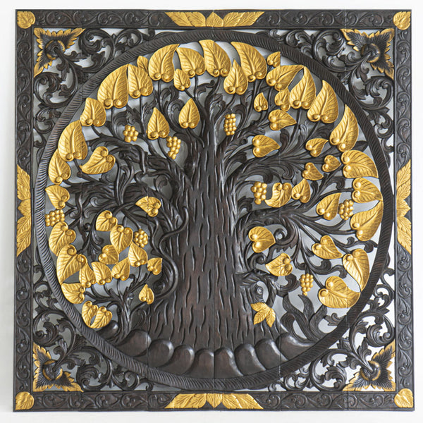 Tete-de-Lit-Bois-de-teck-rcycle-Golden-Bodhi-Tree-California-King-180-cm-ansikt