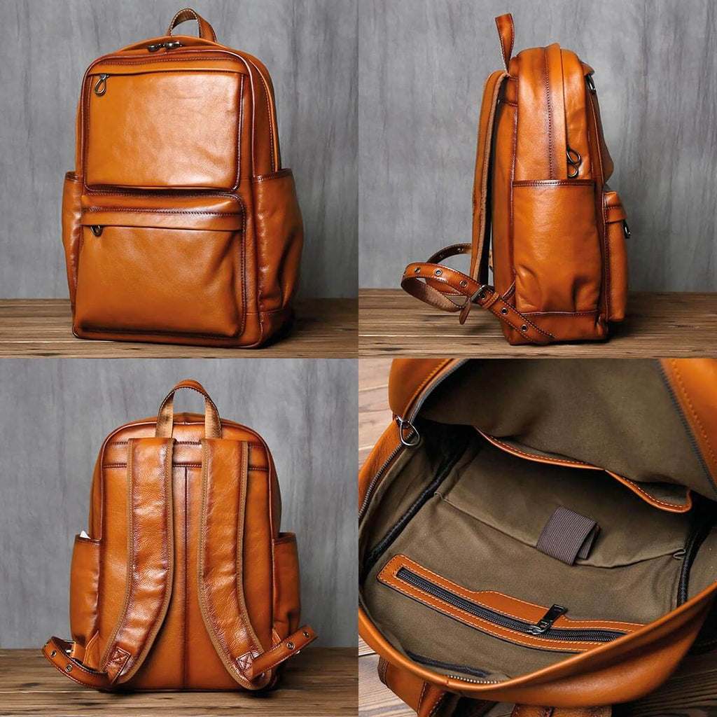 Genuine Leather Casual Outdoor Backpack Men's Gym Bag Waterproof Travel  Backpack