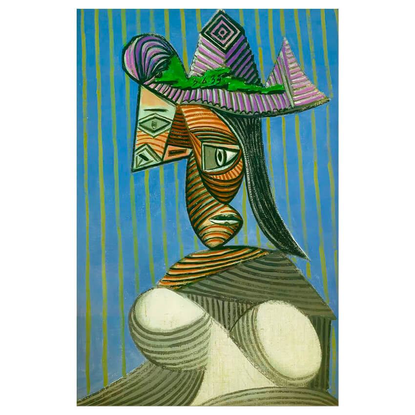 Pablo Picasso Bust Of A Woman In A Striped Hat 1939