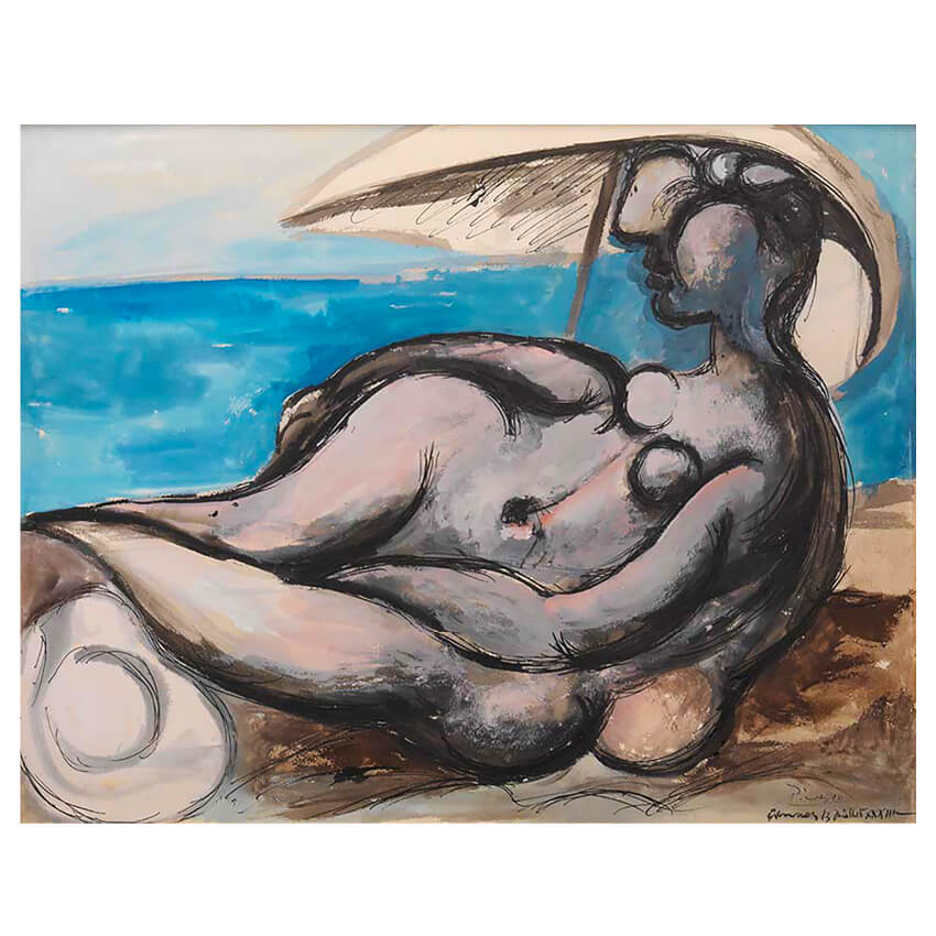 Pablo Picasso Woman with Parasol Lying on the Beach 1933