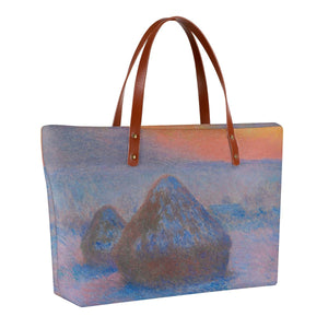 Stacks of Wheat Sunset by Claude Monet Fashion Handbag