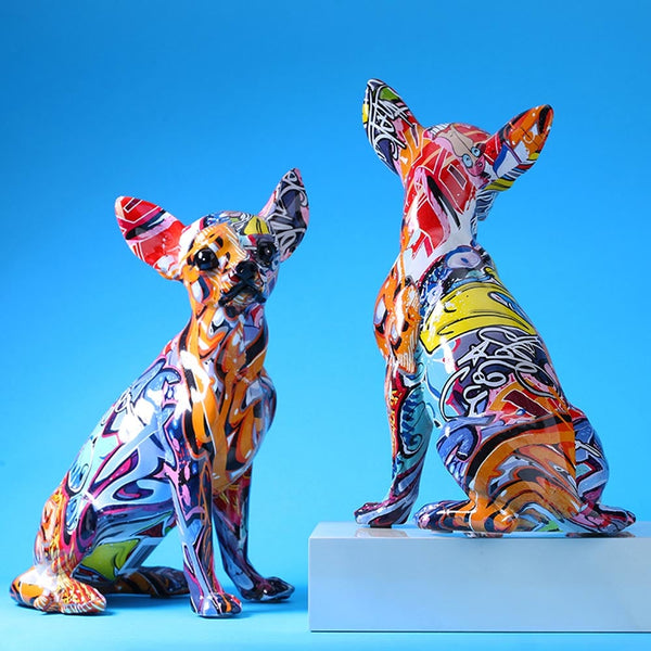 Boxer Dog Statue Colorful Graffiti Art Sculpture – The Mob Wife