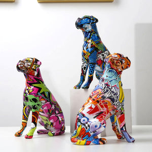 Boxer Dog Statue Colorful Graffiti Art Sculpture – The Mob Wife