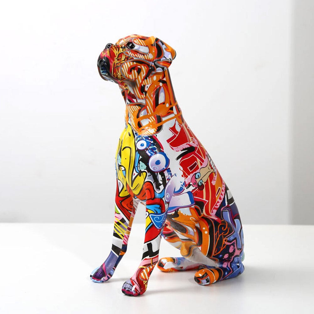 Boxer Dog Statue Colorful Graffiti Art Sculpture – The Mob Wife