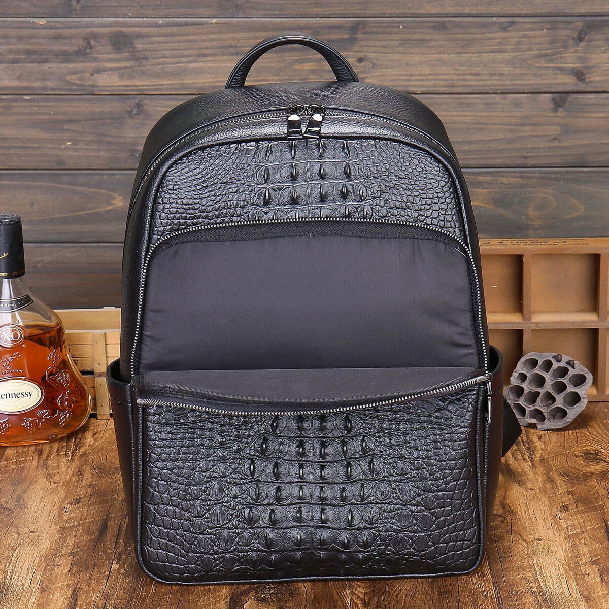 Genuine Alligator Skin Backpack, Luxury Backpack for Men