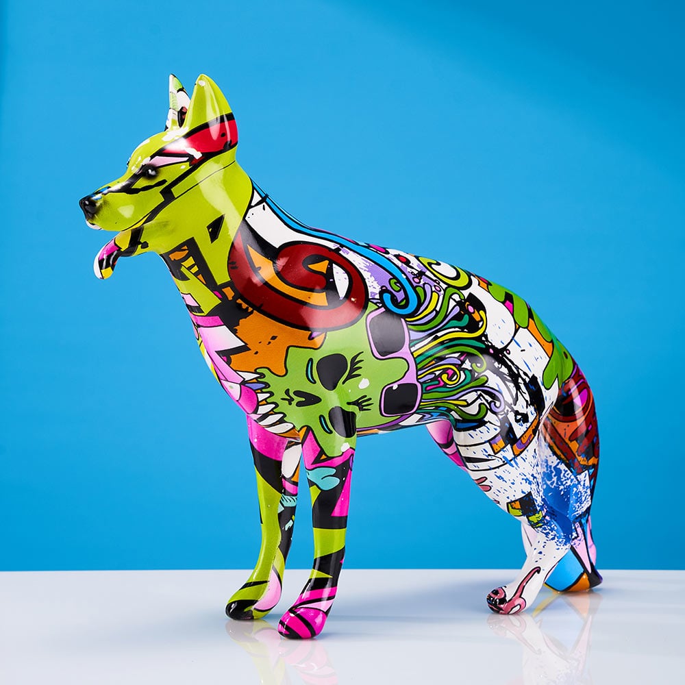 Boxer Dog Statue Colorful Graffiti Art Sculpture – The Mob Wife