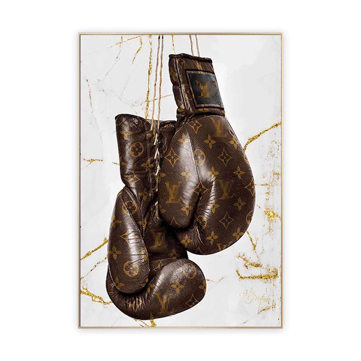 Luxury Gold Foil Boxing Gloves Canvas Painting Print Wall Art
