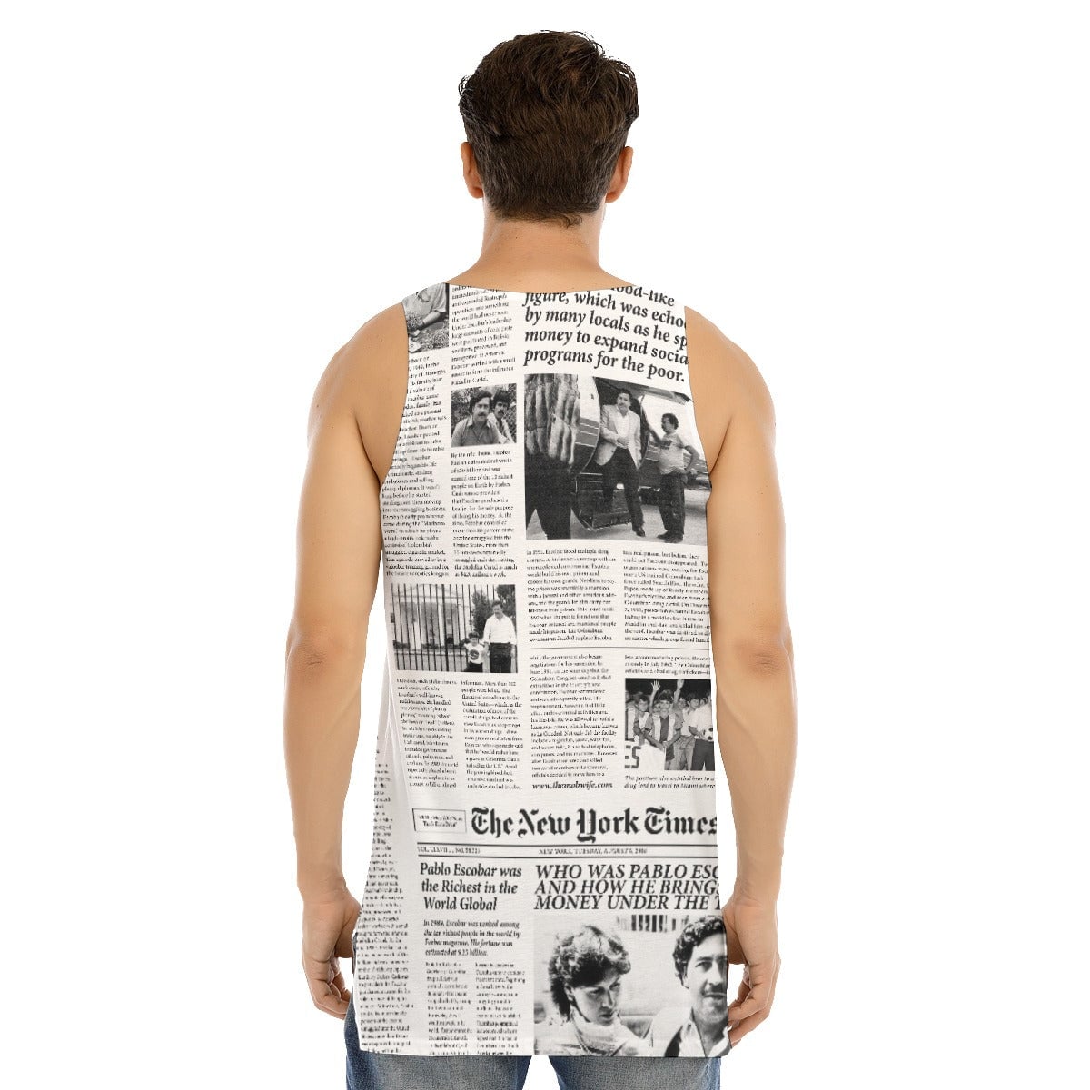 Pablo Escobar Newspaper Colombian Long Tank Top