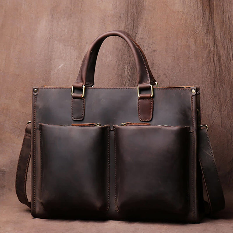 Vintage Handmade Large Capacity Handbag Business Luxury Briefcase – The ...