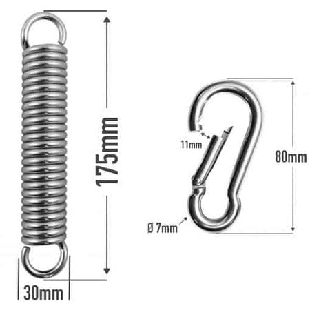 Schwingfeder und Karabiner Maße