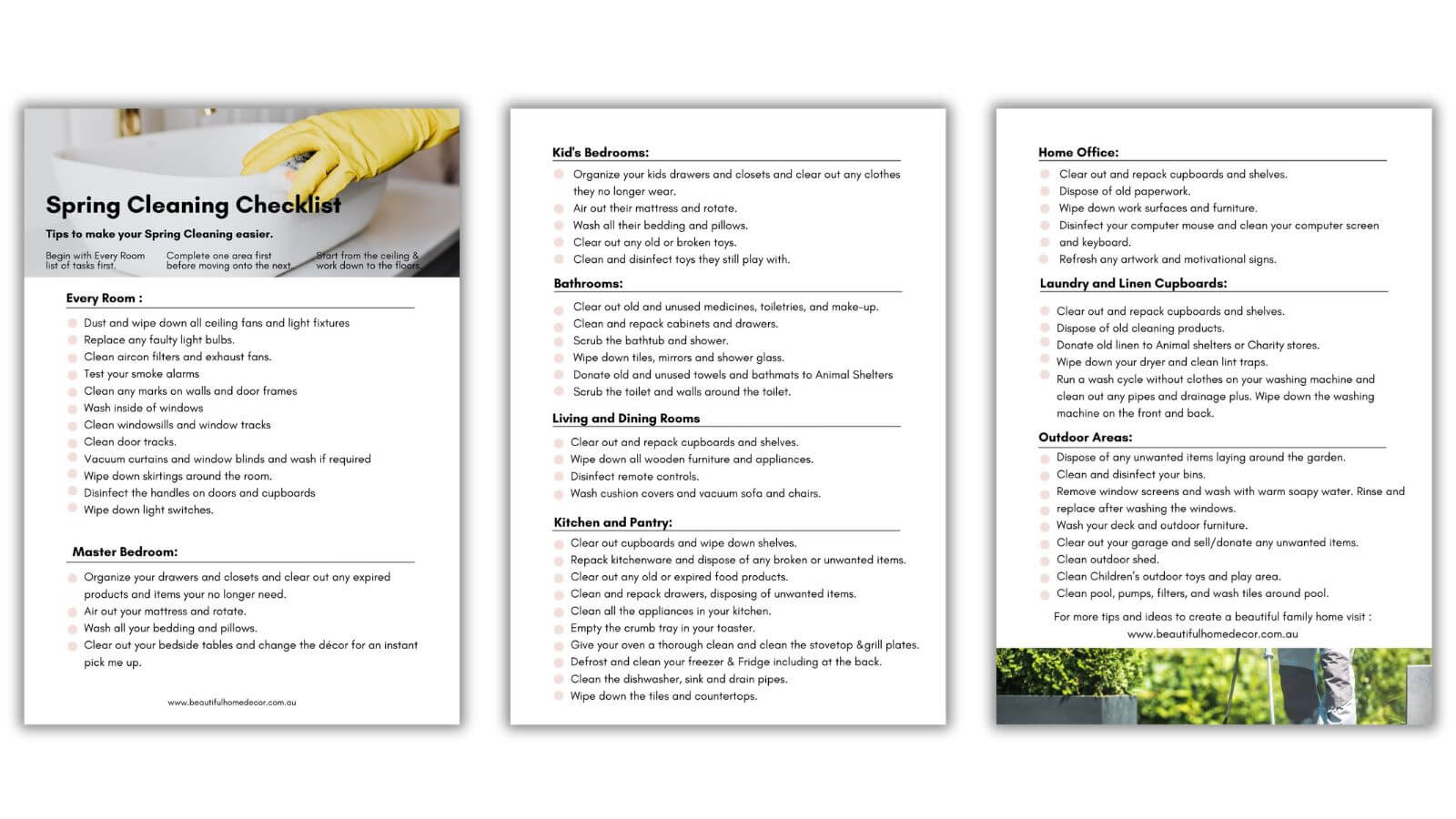 Free Checklist for Spring Cleaning your home