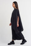 Black Asymmetrical Cut, Double Fabric Blouse-Y231011025