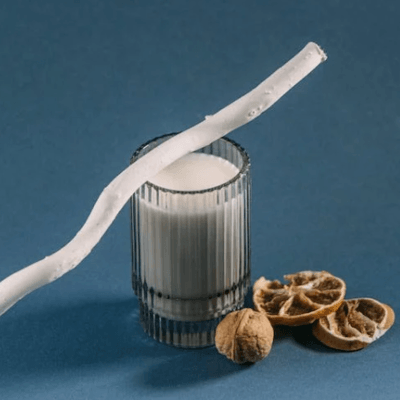 glass of milk with straw