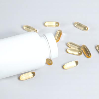 fish oil capsules spilling out of bottle