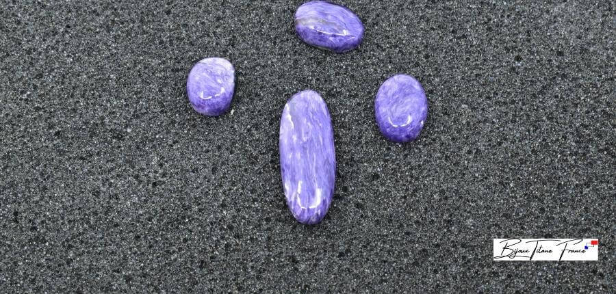 Bijoux en titane sertis de Charoite ∣ Bijoux Titane France®