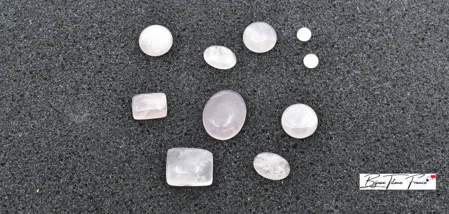 Bijoux en titane sertis de Quartz-Rose ∣ Bijoux Titane France®