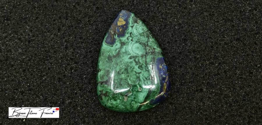 Bijous en titane sertis  de Malachite Azurite Bleu ∣ Bijoux Titane France®