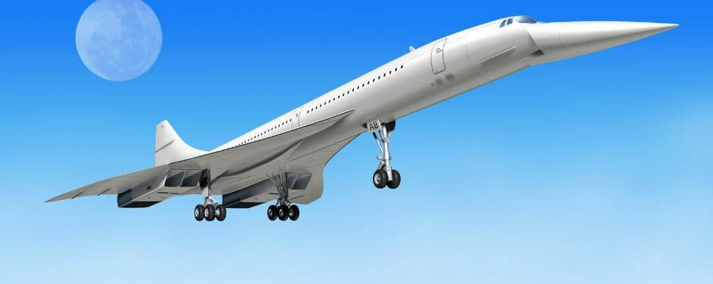 Avion supersonique Concorde premier avion de ligne à franchir le mur du son fait à partir de titane ∣ Bijoux Titane France® 