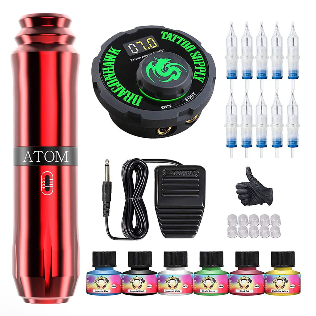 10 Sets Dragonhawk Atom Rotary Tattoo Pen Machine Kit – Dragonhawk Wholesale