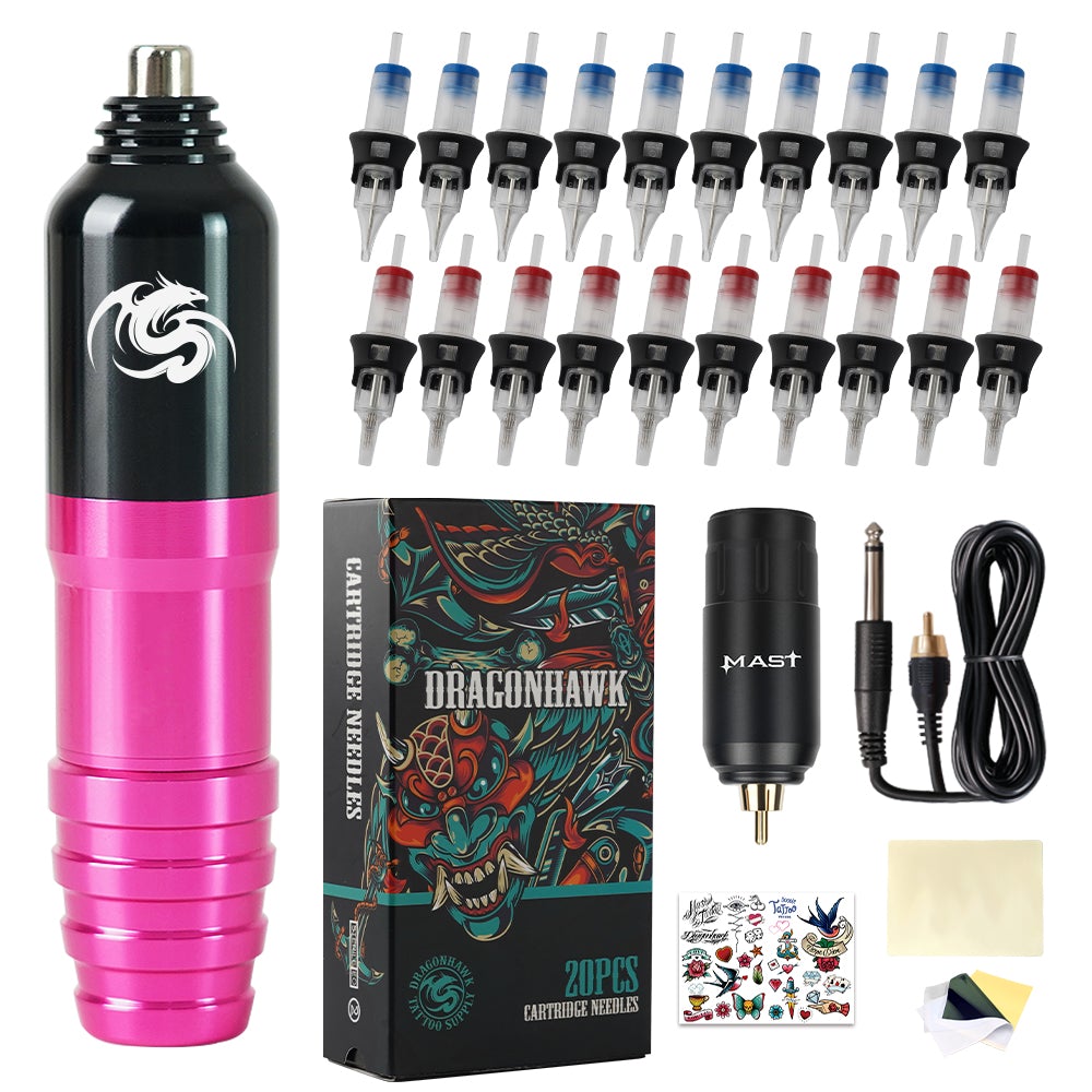 Dragonhawk Tattoo Machine Kit: Pen Machine,20Pcs EX Cartridge Needles –  Dragonhawktattoos