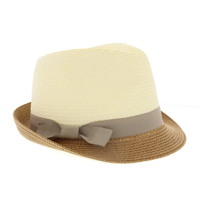 Ladies Summer Straw Trilby With Animal Print Band In Natural – The