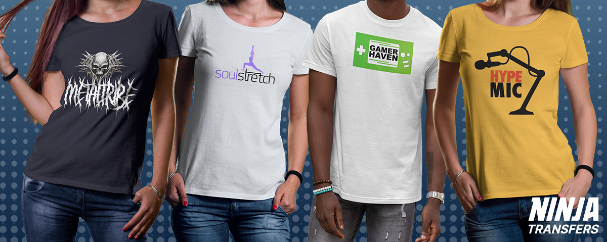 T-shirt design mockups on various models showing different t-shirt niches