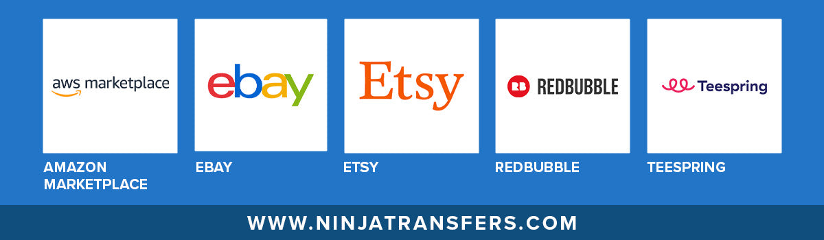 The 5 logos of the top third-party e-commerce platforms.