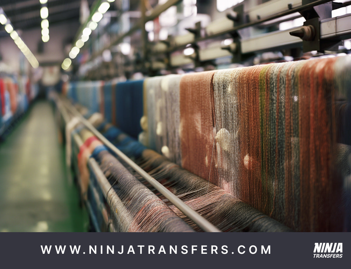 Photograph of textile factory making viscose fabrics.