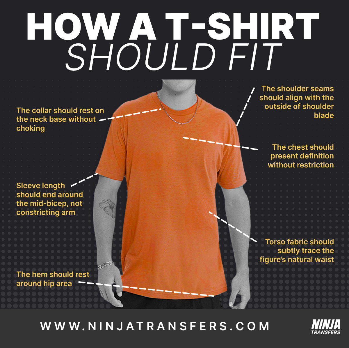 How a T-shirt should fit infographic