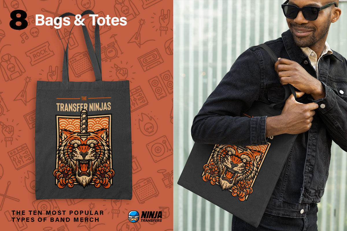 bolsos y totes merchandising de la banda