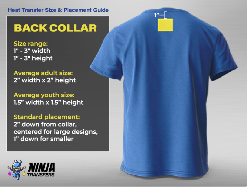 Heat Transfer Size and Placement Guide: Back Collar