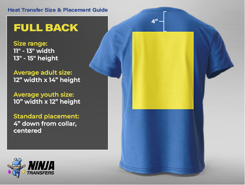 Heat Transfer Size and Placement Guide: Full Back