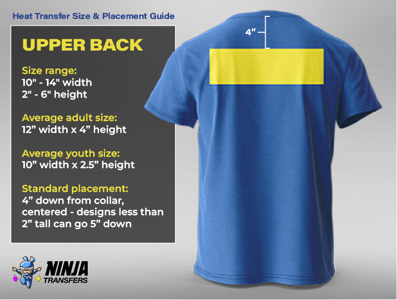 Heat Transfer Size and Placement Guide: Upper Back