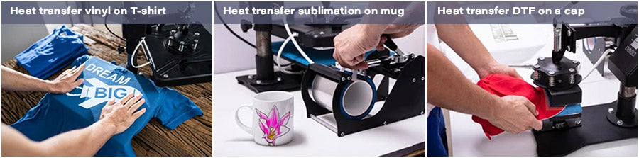 varios tipos de impresión de transferencia usando una prensa de calor