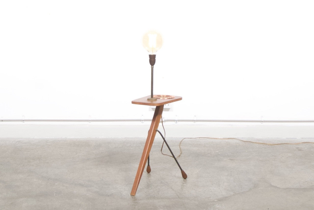 Teak Table with Smoking Function and Lamp