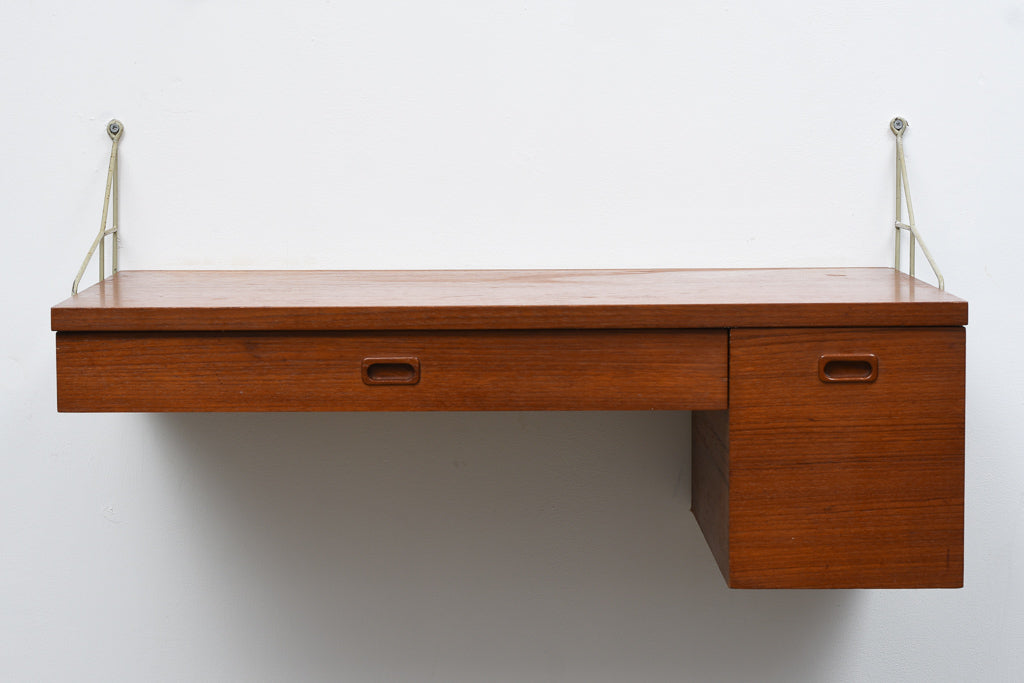 Floating Desk In Teak With Metal Wall Brackets Chase Sorensen