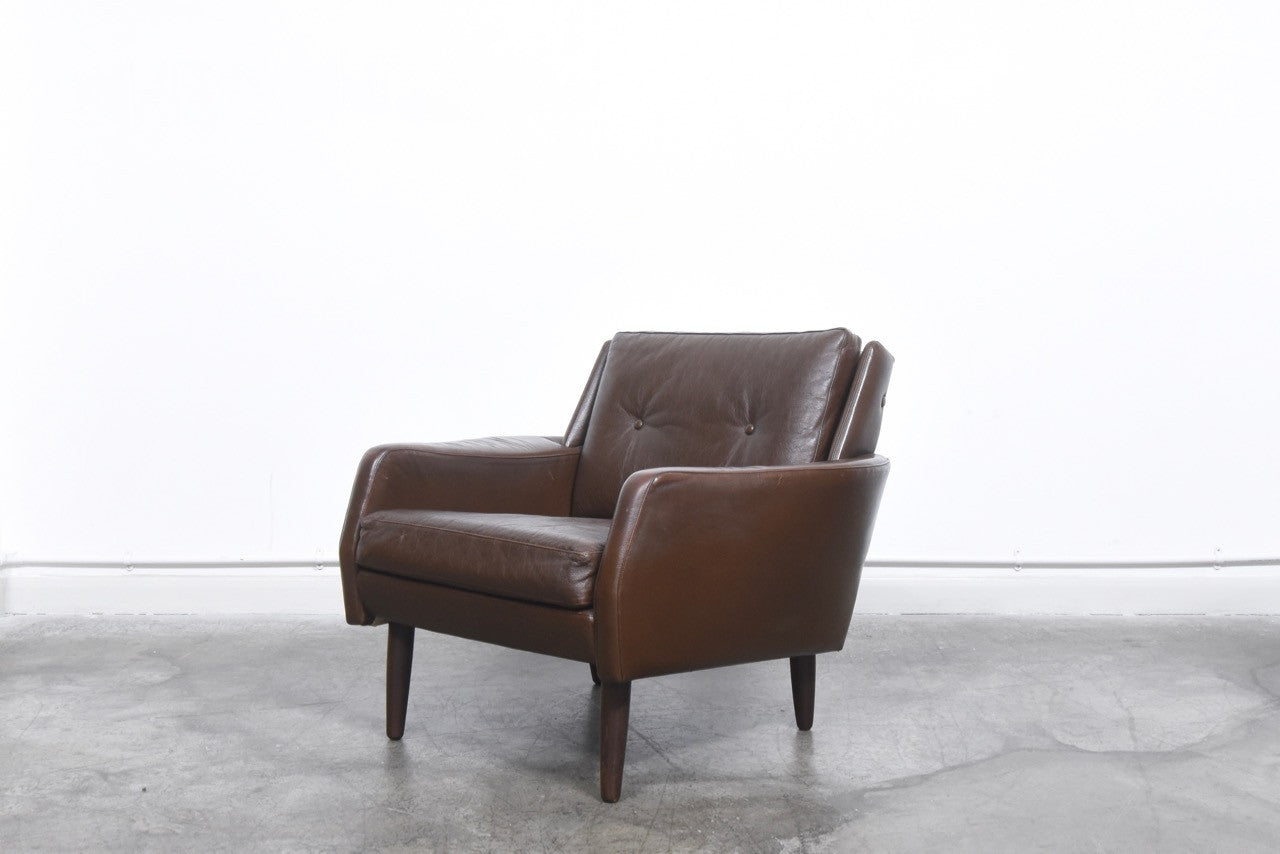 Low back leather lounge chair | CHASE & SORENSEN