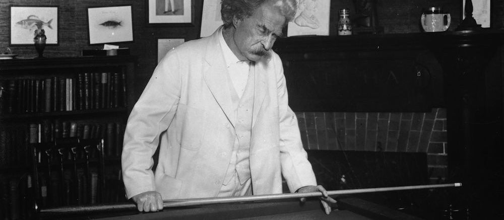 mark twain playing billiards