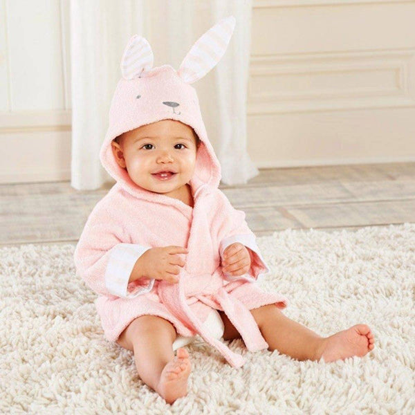 Hooded Soft Flannel Lovely Animals Bathrobe - Pink, Black, White, Grey 0