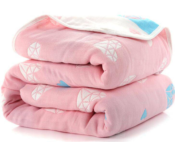 Baby 6 Layers Thick Swaddle Cotton Blanket - Blue, Pink, Turquoise, Grey 0