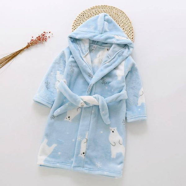 Flannel Lovely Animal Hooded Bathrobe - Blue, Light Green, Pink, Peach, Grey, Yellow 24