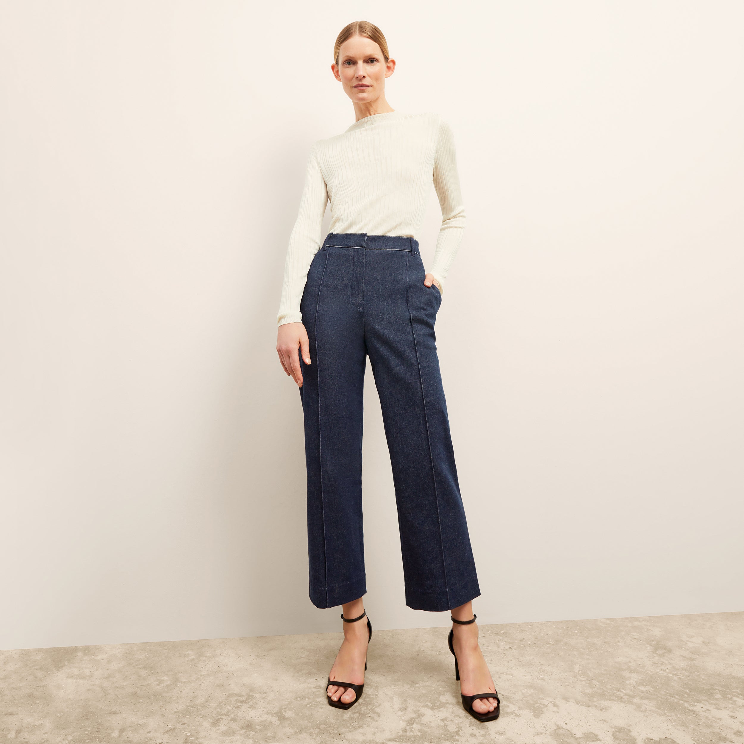 M.m.lafleur The Christy Pant - Stretch Denim Suiting In Blue