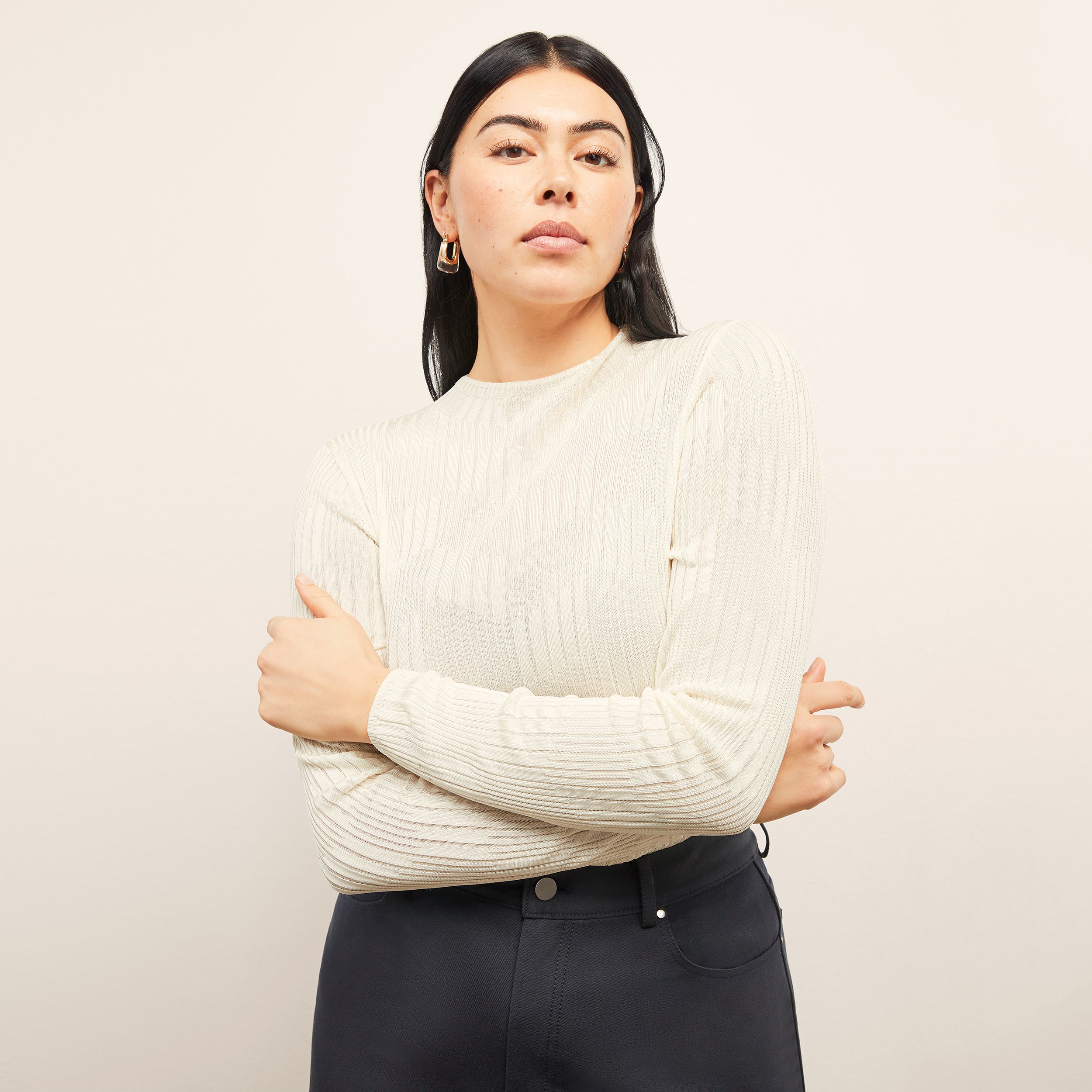 Shop M.m.lafleur The Brodie Top - Cascade Knit In Ivory