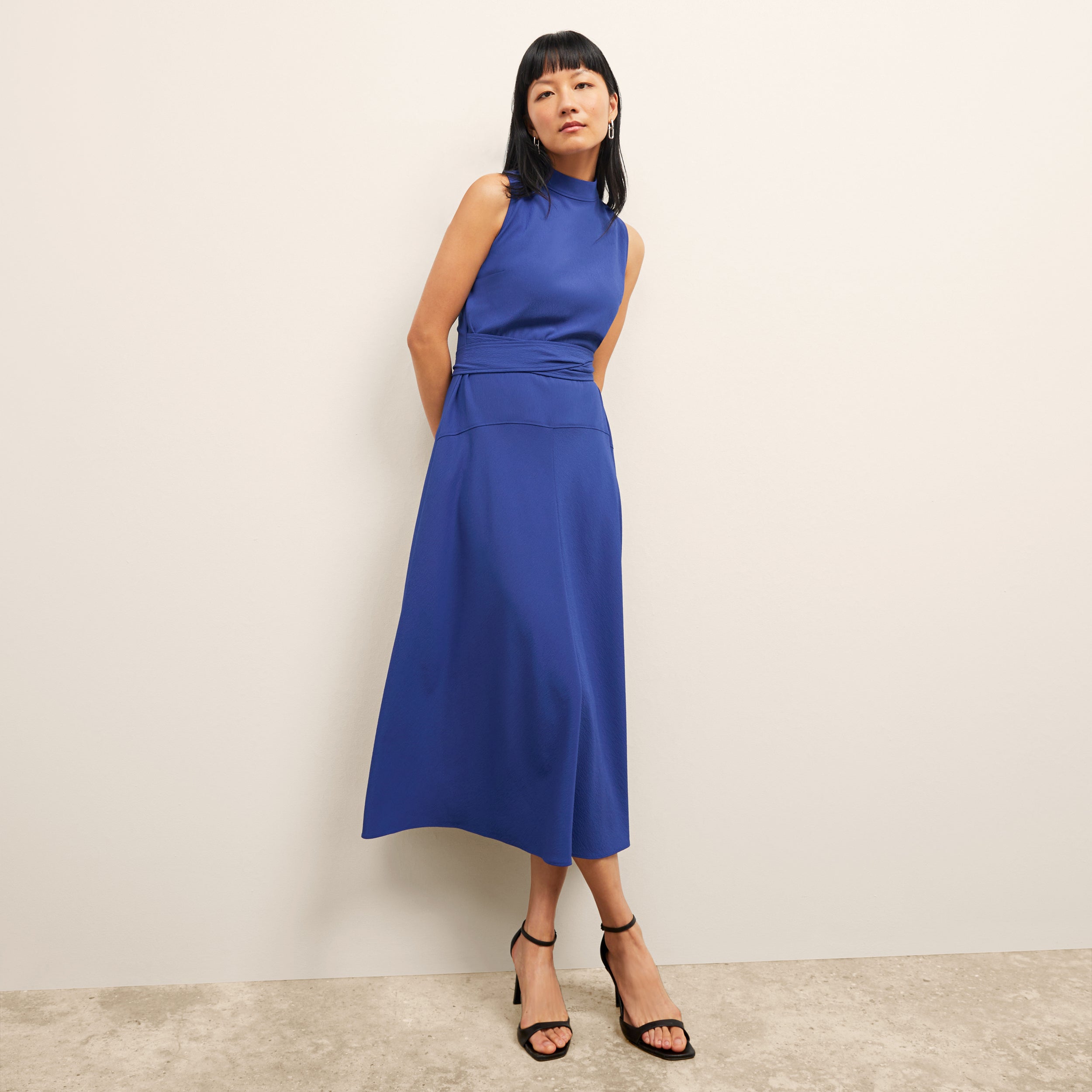 Shop M.m.lafleur The Martina Dress - Eco Heavy Soft Wave In Royal Blue