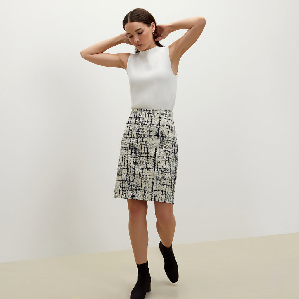 Noho Skirt - Cubist Jacquard :: Ivory / Galaxy Blue – M.M.LaFleur