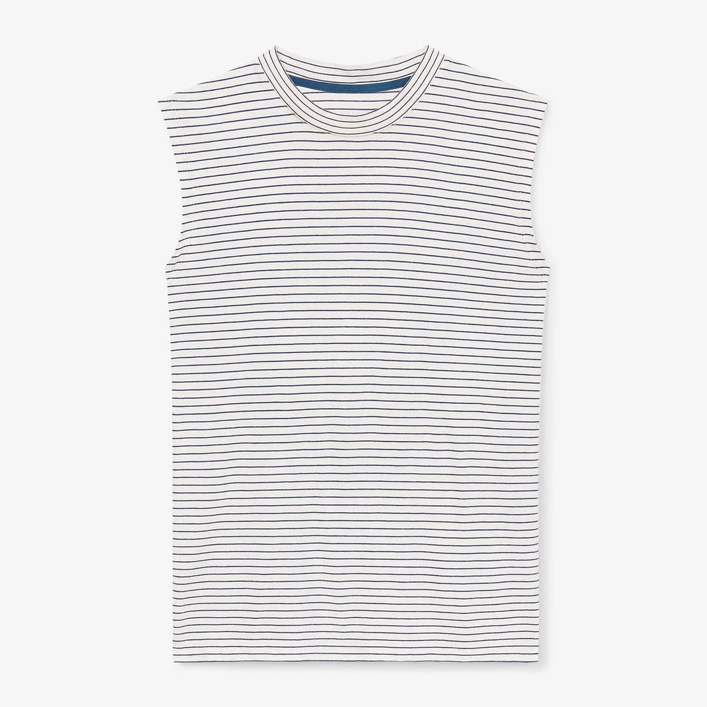 Alina T-Shirt - Thin Striped Pima Cotton :: Ivory / Coastline – M.M.LaFleur